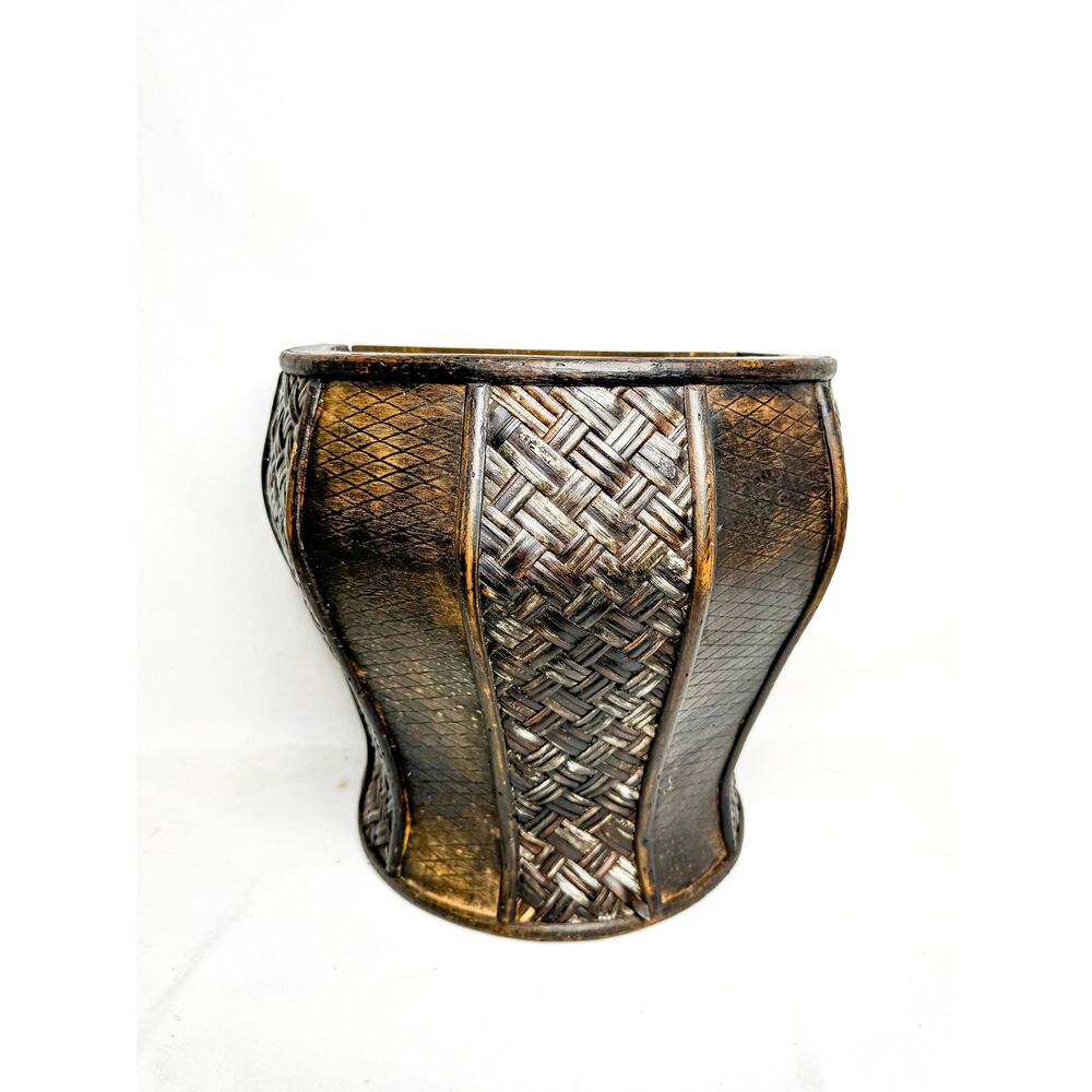 Vintage Wood & Weave Panel Decorative wall Planter